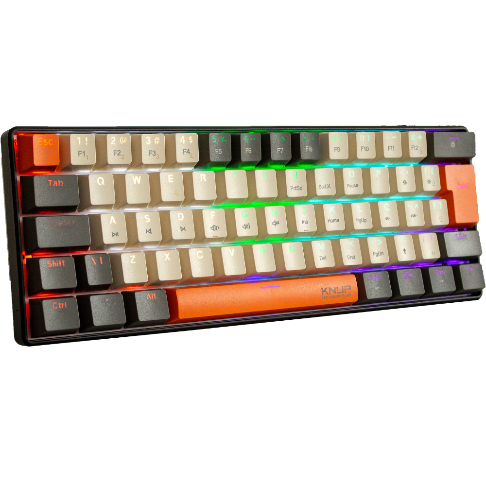 Teclado Mecânico Gamer 60% com Fio Preto Laranja 