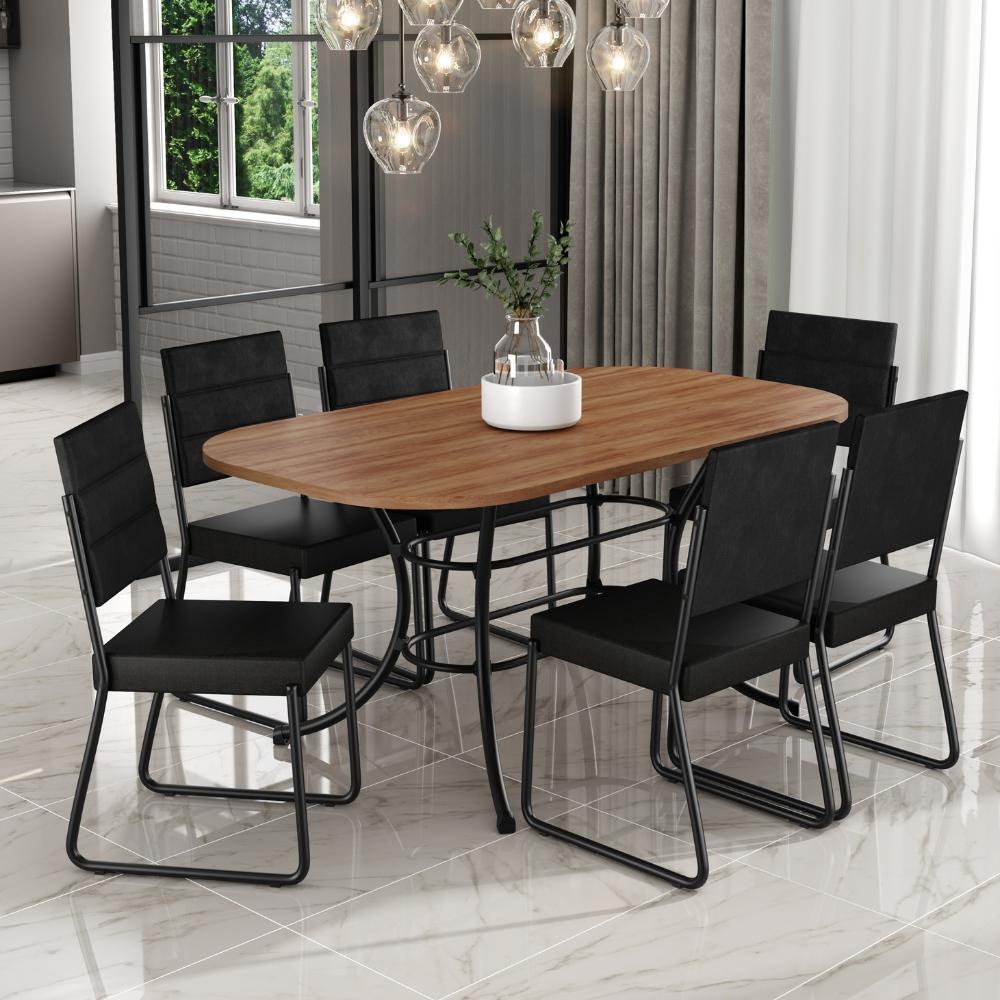 Conjunto Sala de Jantar com Mesa e 6 Cadeiras Feni