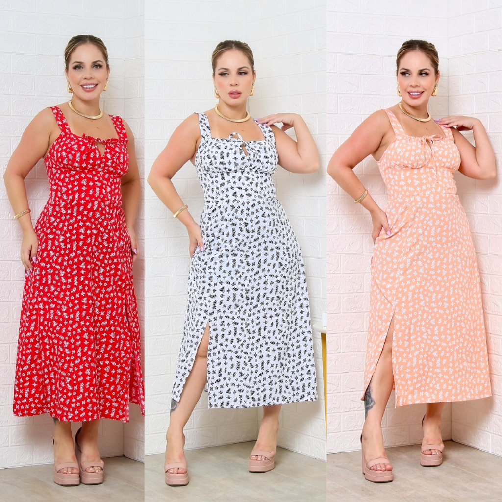 Vestido Camponesa Regata Feminino Com Elástex nas