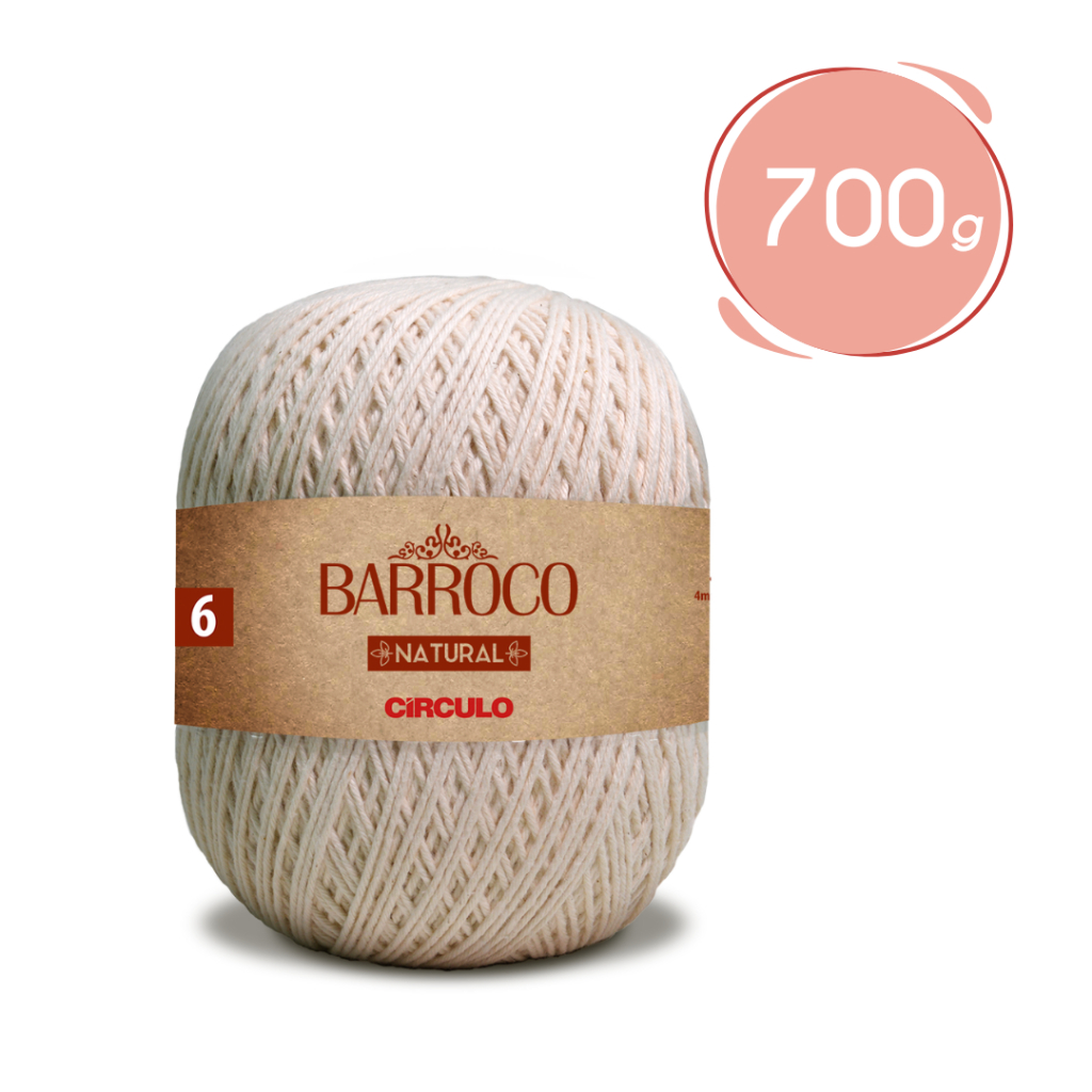 Fio Barroco Natural N.6 700 Gramas Original Círcu