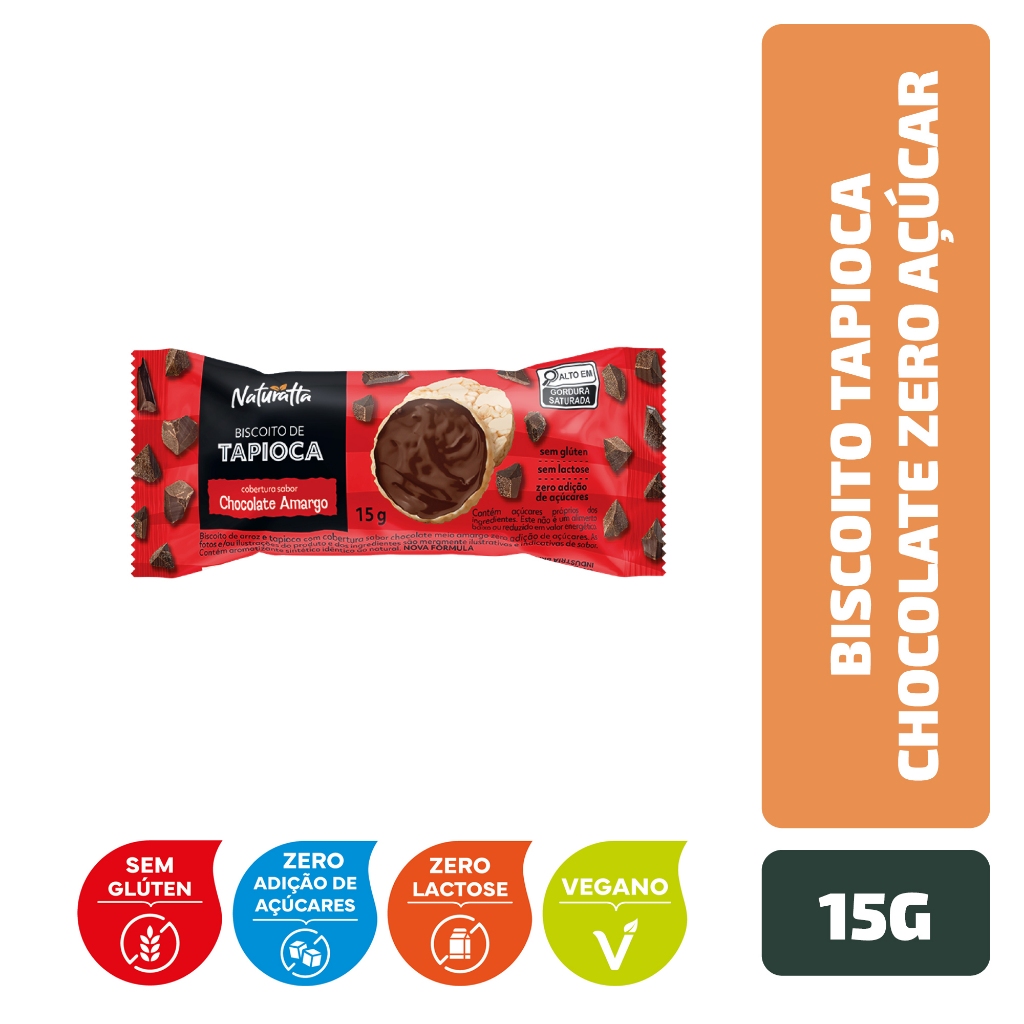 Biscoito Tapioca Chocolate Zero Açúcar Naturatta