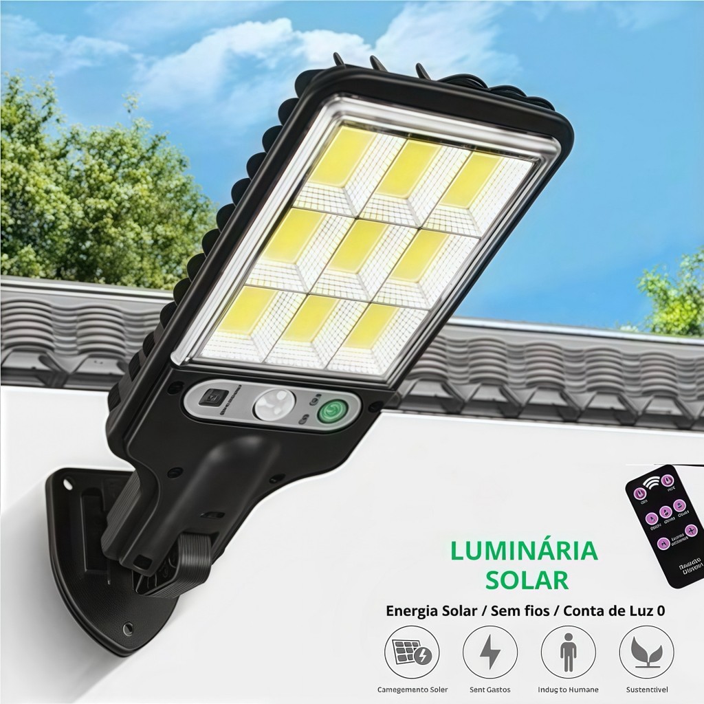 Luminária Solar Parede 108 COB Carregar LED Luz B