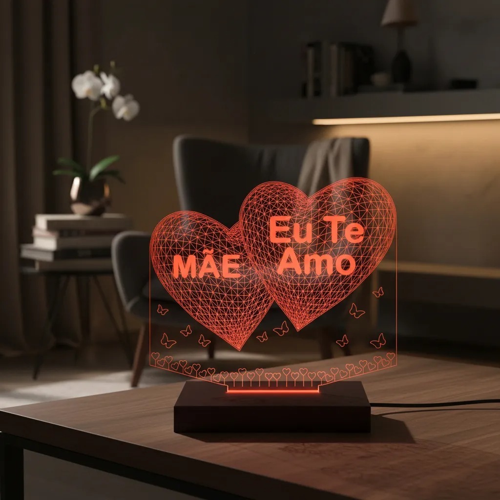 Luminária Led 3D Dia das Mães Presente Criativo 