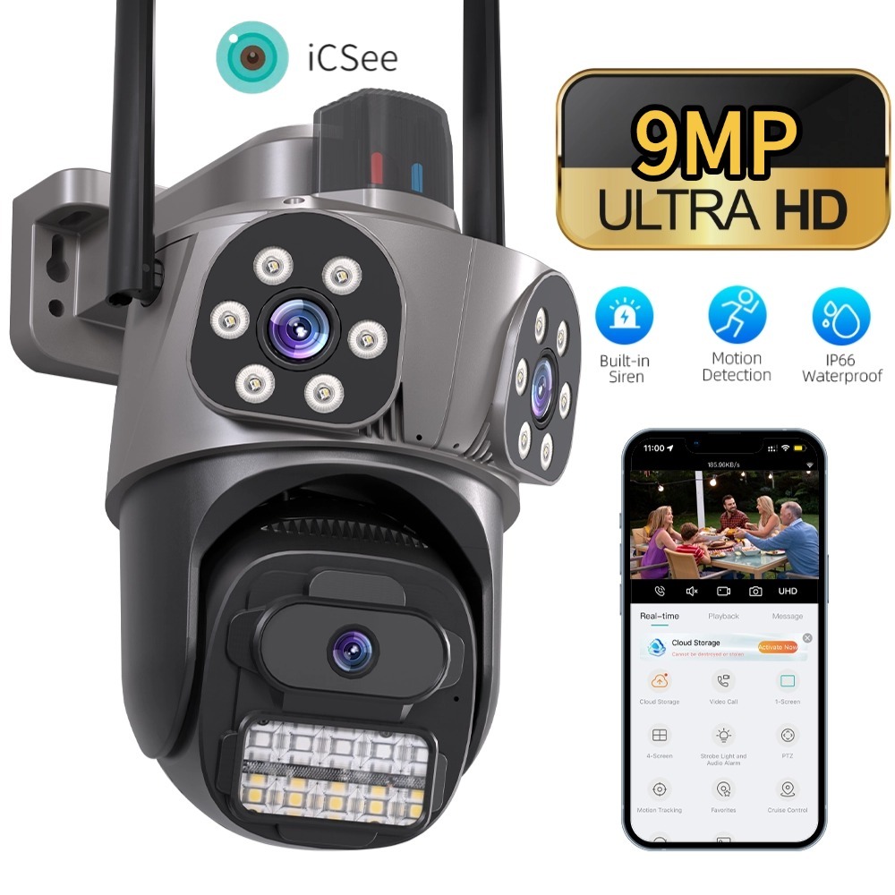 Câmeras de Segurança A35 3 Lentes  IP66 Detecç�