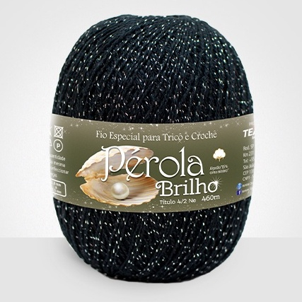 Linha Pérola Brilho Novelo 460 metros PRETO COM P