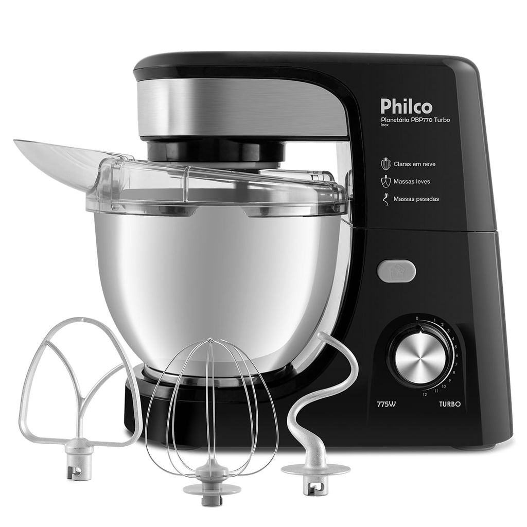 Batedeira Planetária Philco 775W 3 Batedores Pret