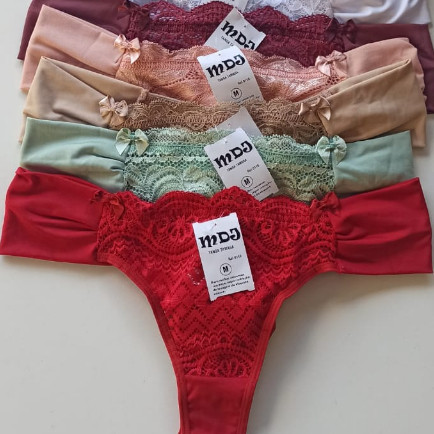 kit 5 Calcinhas Calcinha Fio Duplo Tanga Lingerie 