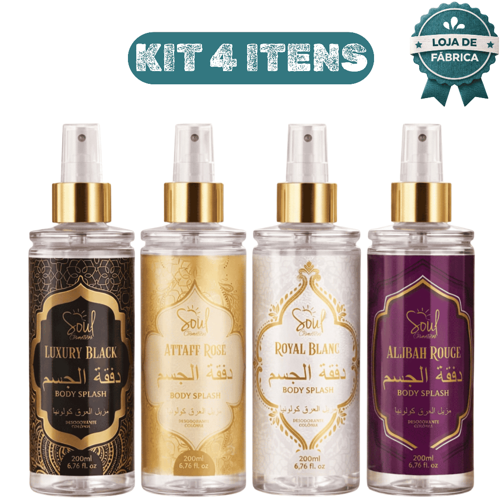Kit 4 Body Splash Árabe Importado Luxury Attaff R