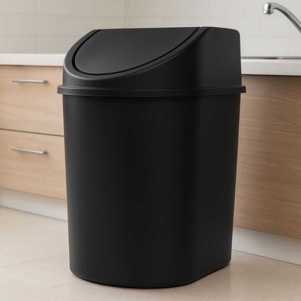 Lixeira Basculante 12 litros Preta/Branca Multiuso