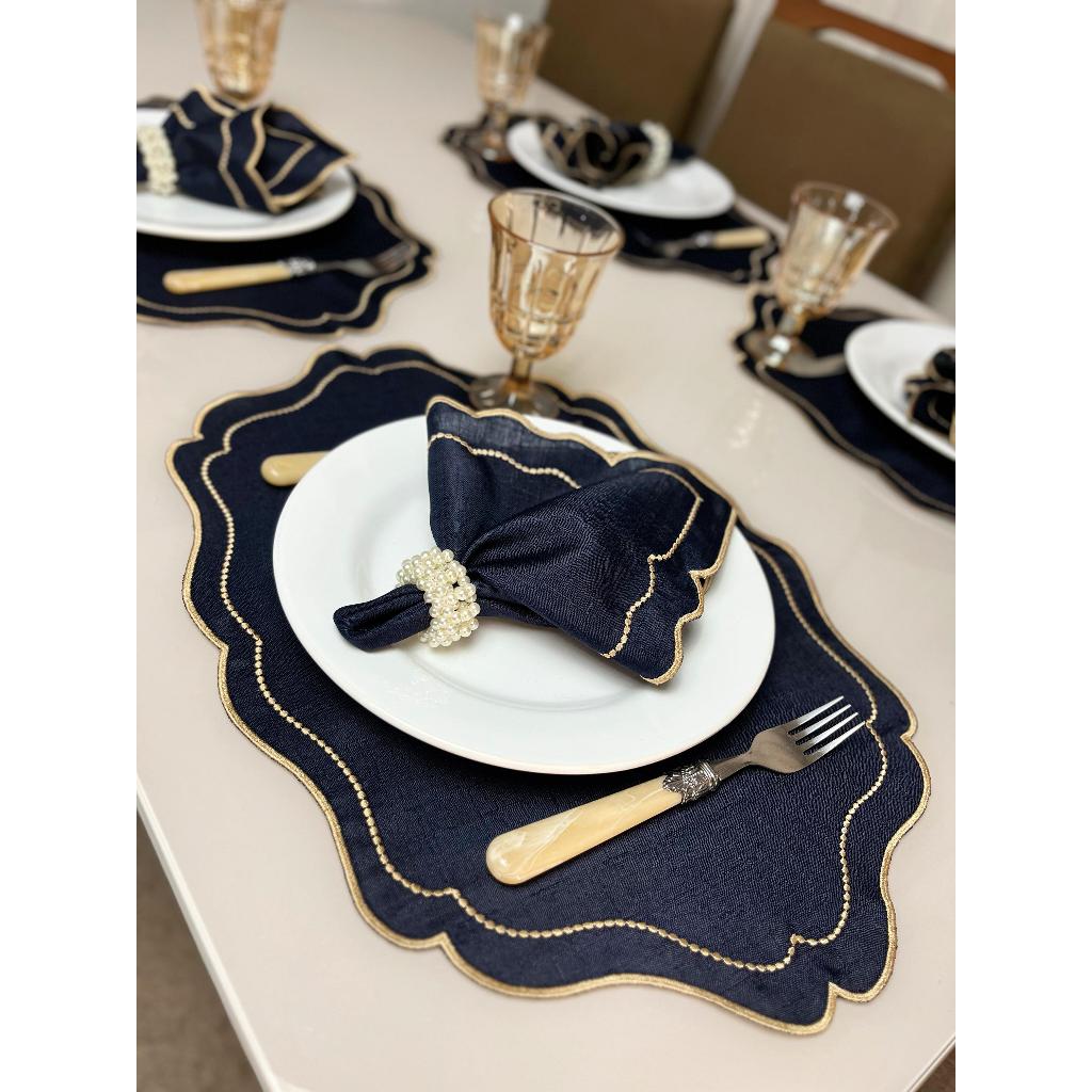 Jogo Americano Bordado 12 Peças Sousplat Mesa Pos