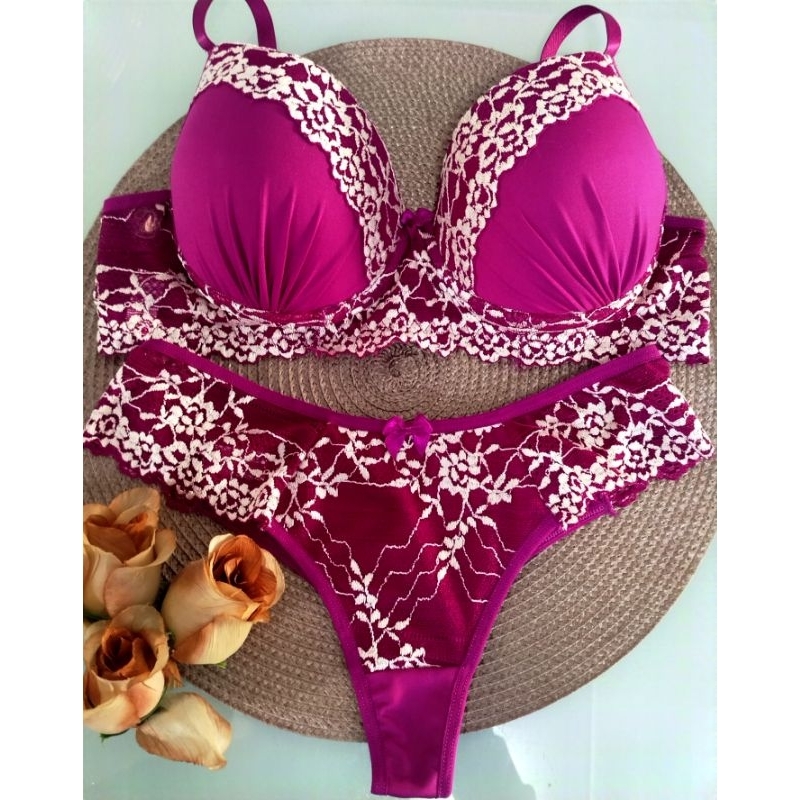 conjunto de lingerie calcinha e sutiã de bojo ren