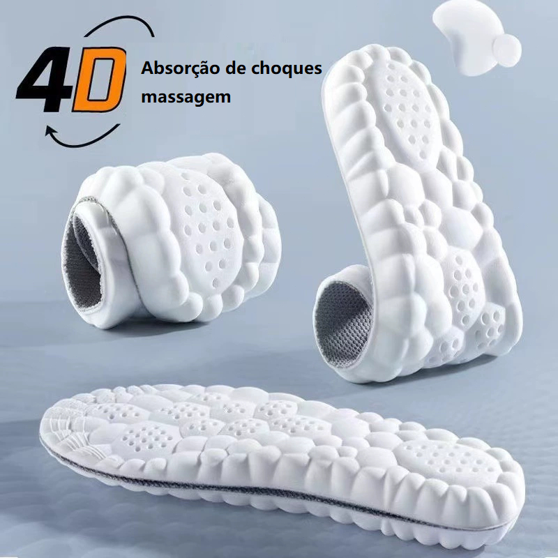 Palmilhas esportivas 4D de látex confortáveis e 