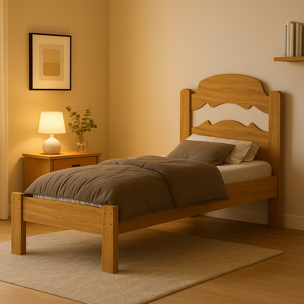 Cama De Solteiro Tradicional Iris De MDF Reforçad