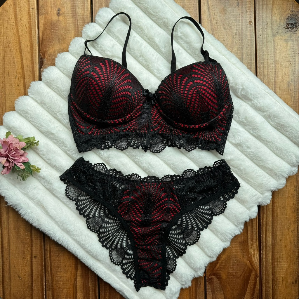Conjunto Bojo Sutiã com Renda, Calcinha Sensual S