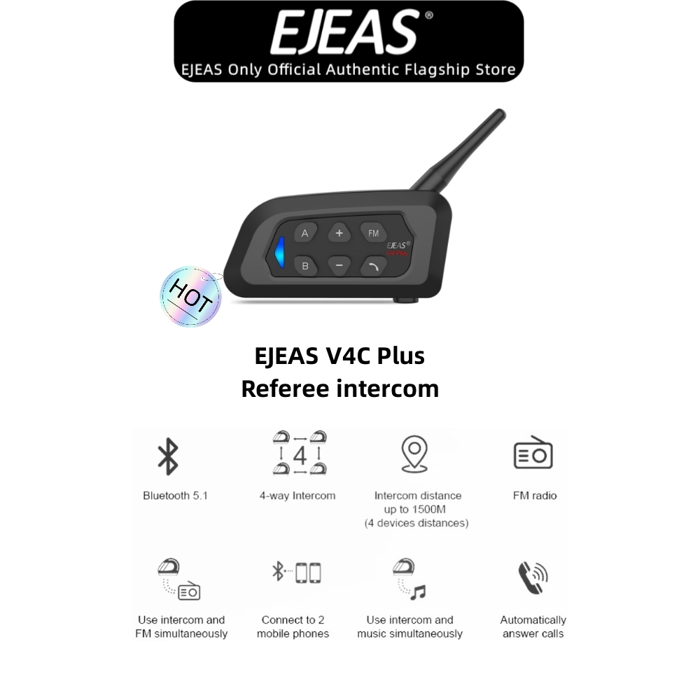 EJEAS V4C PLUS Referee Bluetooth Intercom Headset,