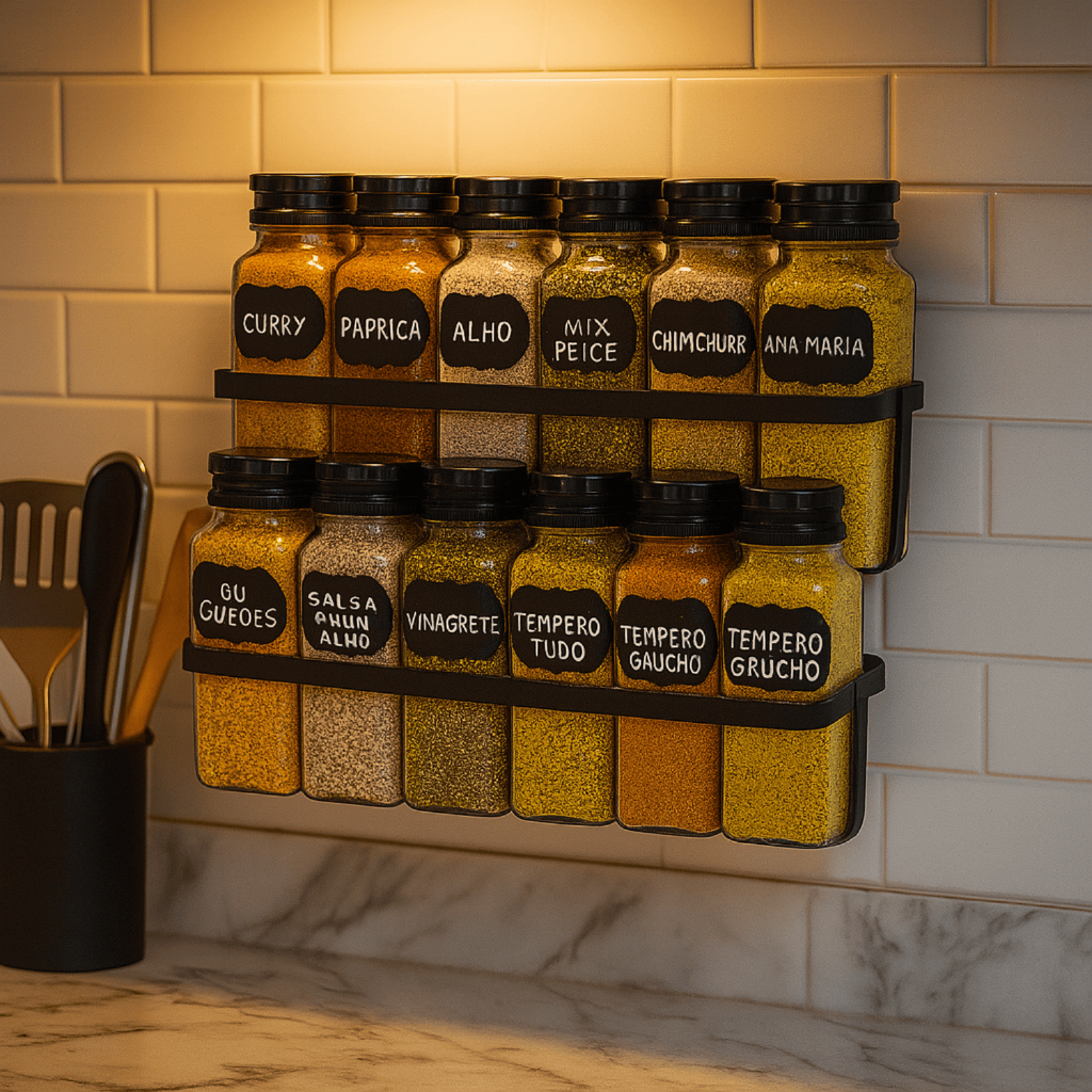 Porta Temperos e Condimentos Cozinha com 12 Potes 