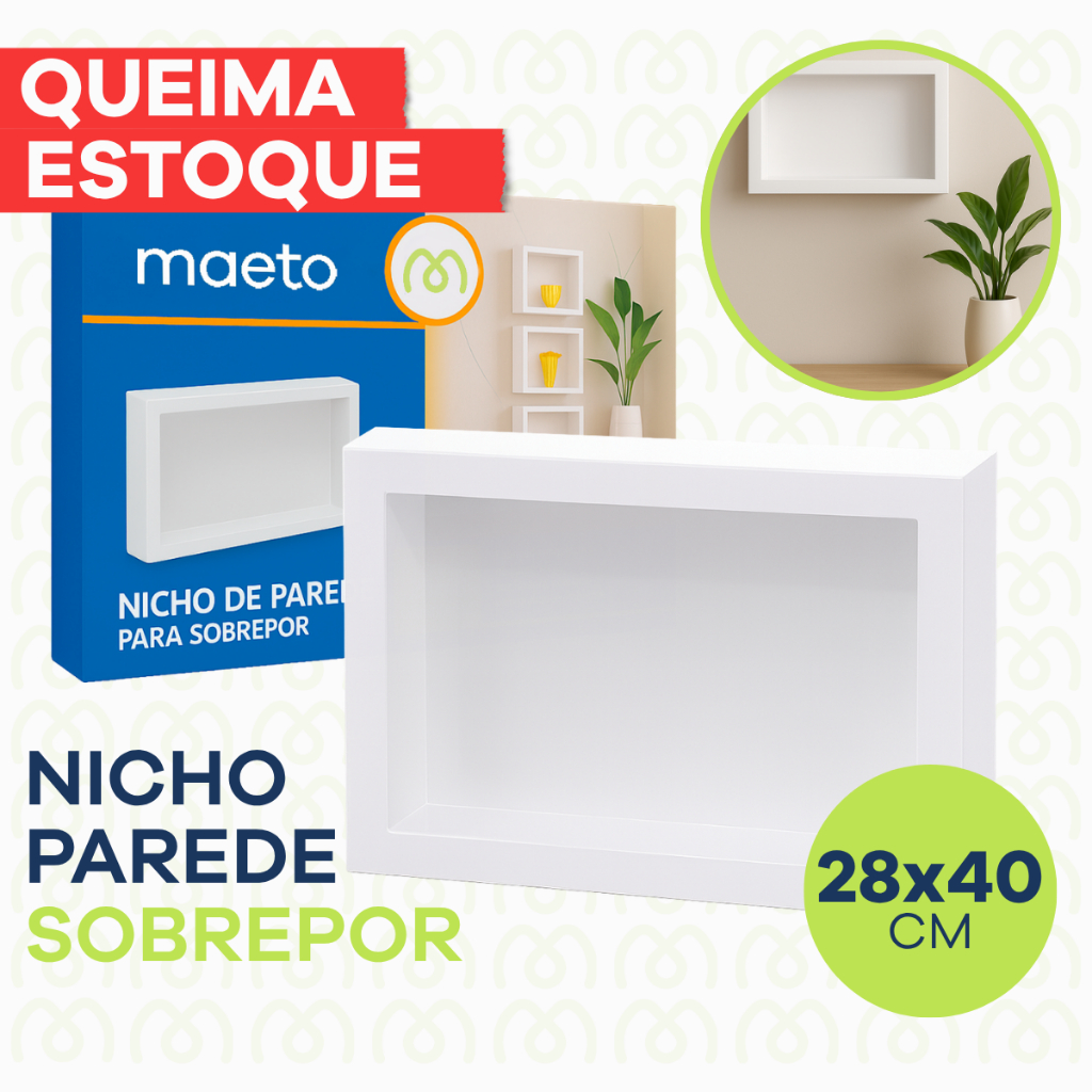 Nicho de Parede Sobrepor 28x40cm Banheiro Porta Sh