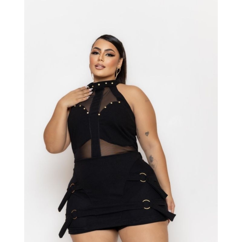 CONJUNTO CROPED+SHORT SAIA MODA FEMININA PLUS SIZE