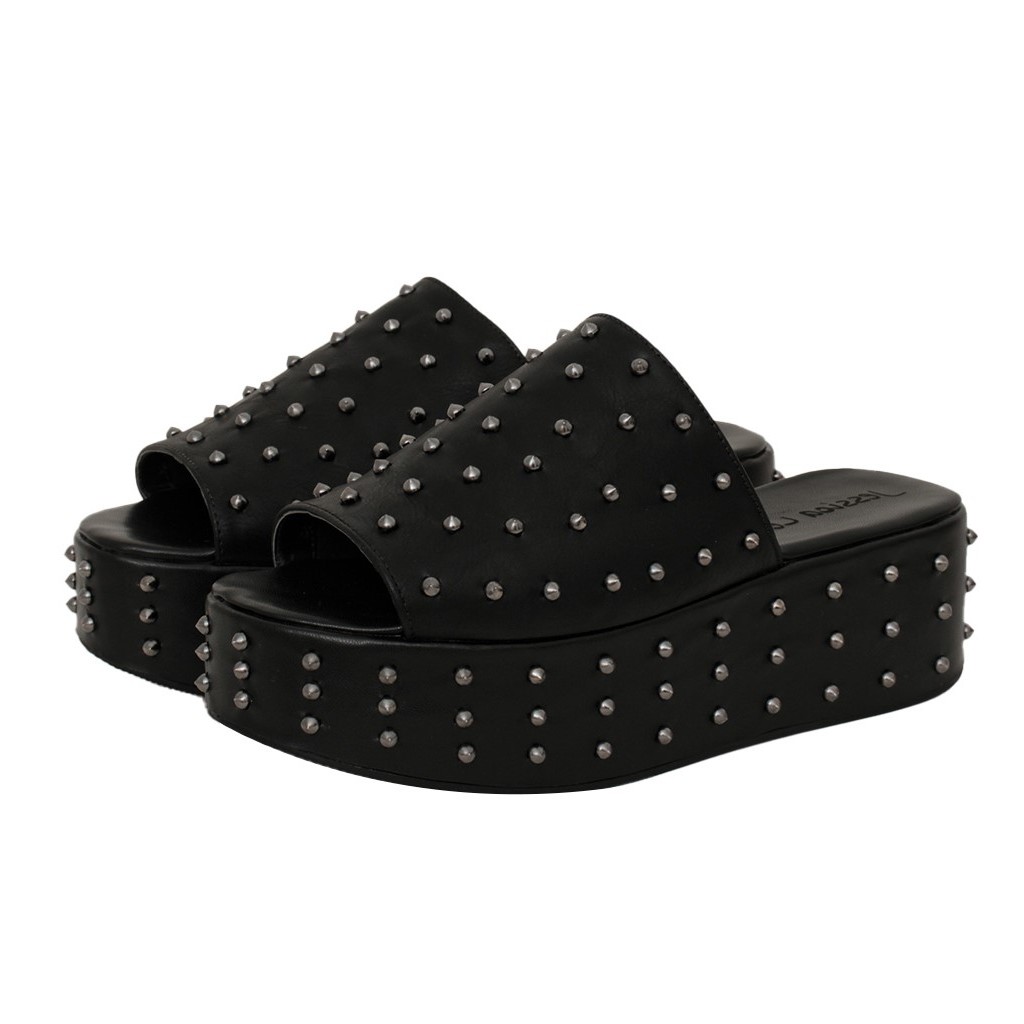 Sandália Tamanco Plataforma Flat Spikes