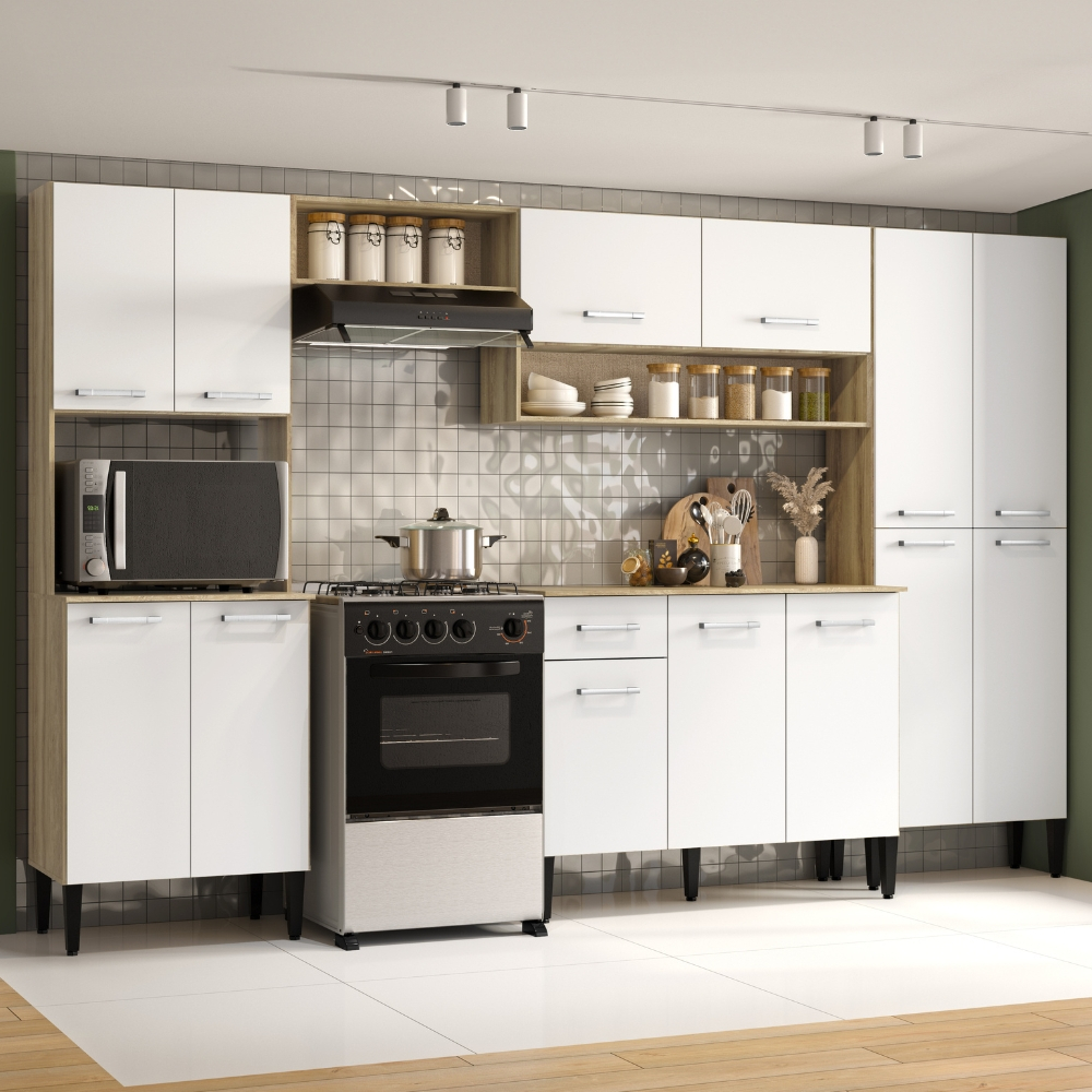 Armário Cozinha Completa Arizona Plus Carvalho co