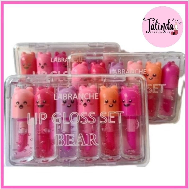 Caixinha 6 Mini Lip Gloss Com Brilho Lua e Neve &#