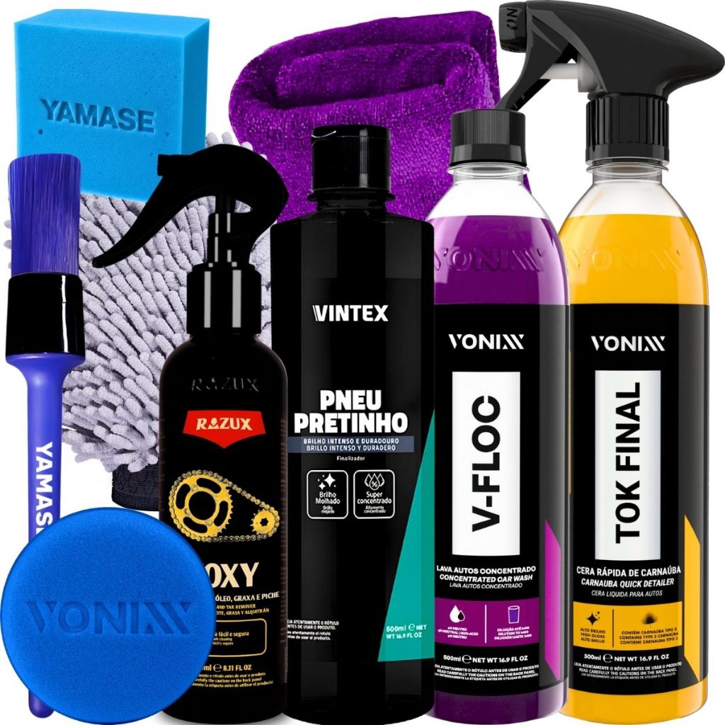 Kit Produto para Lavar Moto Cera Shampoo Desengrax