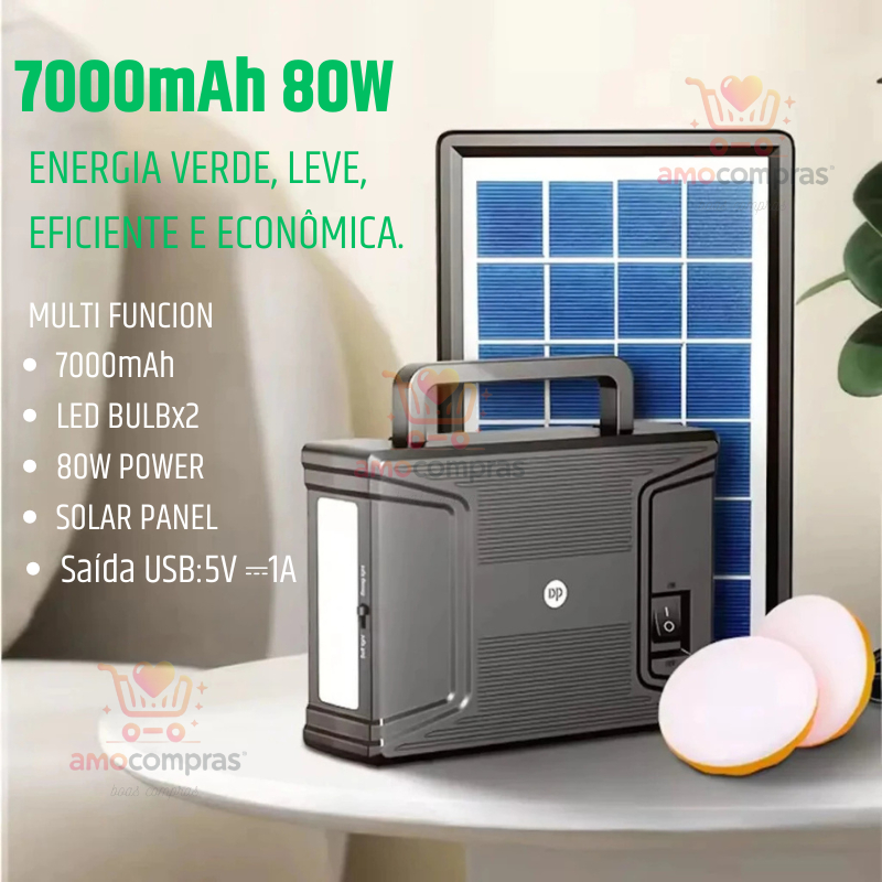 DP Kit de Energia Solar, Painel Solar e 2 Lâmpada
