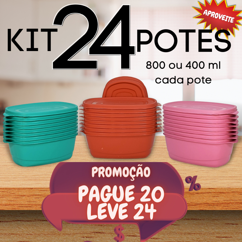 Kit 24 Potes – Vasilhas, Tappoware Para Cozi