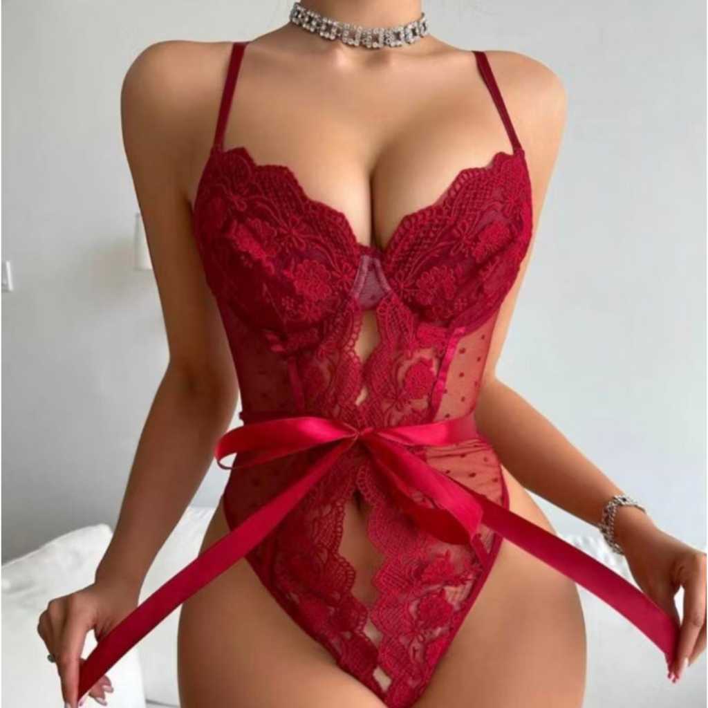 Body Renda Luxo e laço Lingerie Feminina Sexy Nat