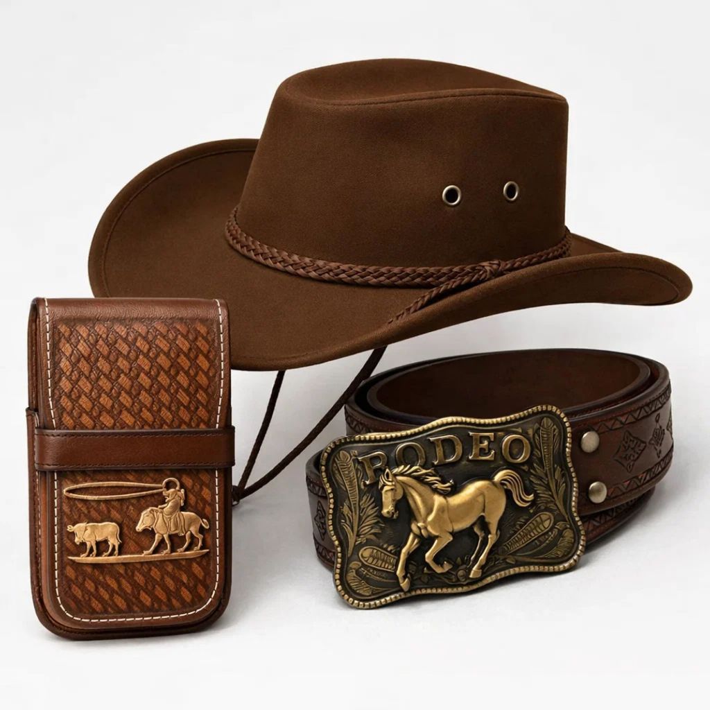 Kit Country Chapéu Cowboy + Cinto Western Ajustá