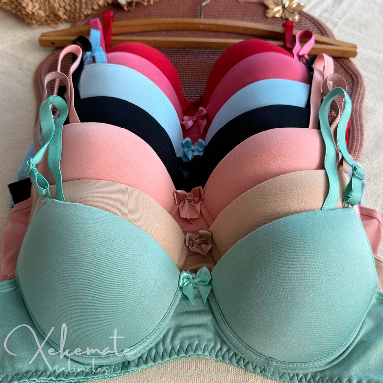 Kit 5 Sutia com Bojo Liso Basico Dia a Dia Confort