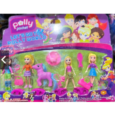 kit Cartela da Polly Pocket com 4 bonecas mais ace