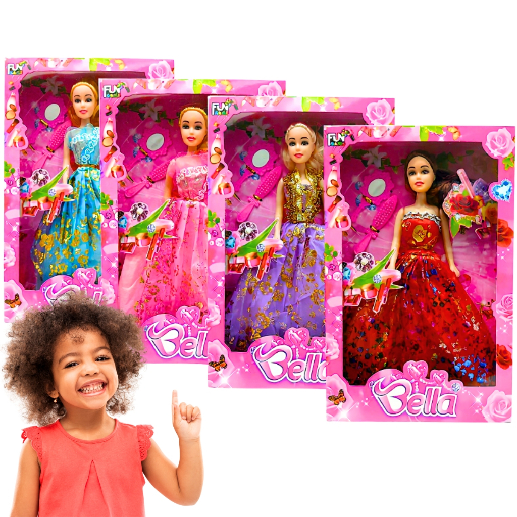 Kit 4 Bonecas Princesa Bella Fashion Atacado com V