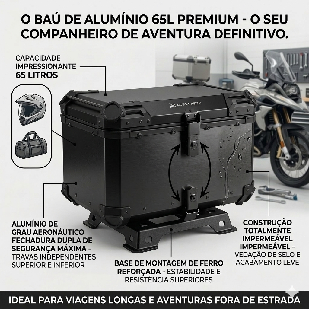 bau 65 litros preto de aluminior  com base univers