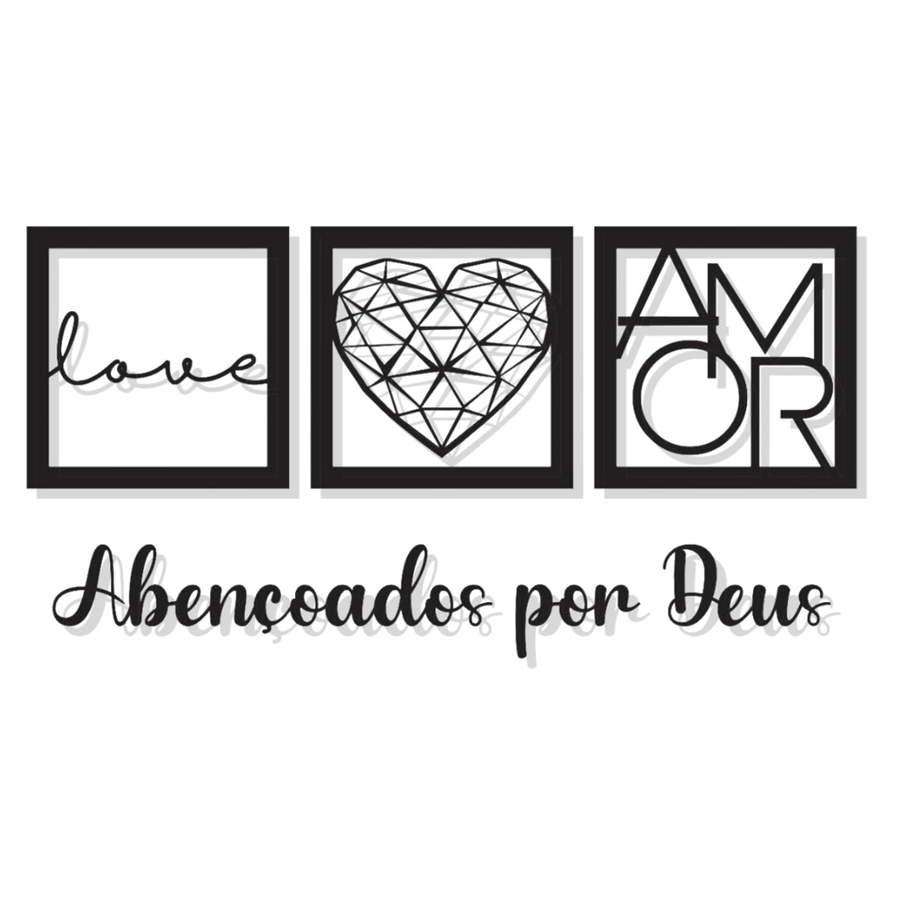 Kit Quadros Família Coração Amor Frase Abençoa