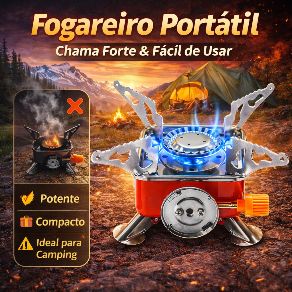 Fogareiro Portátil a Gás com Ignição Automáti