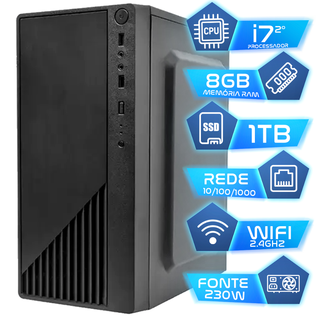 Pc Computador I7 Intel Core Ssd 1TB Memoria 8gb