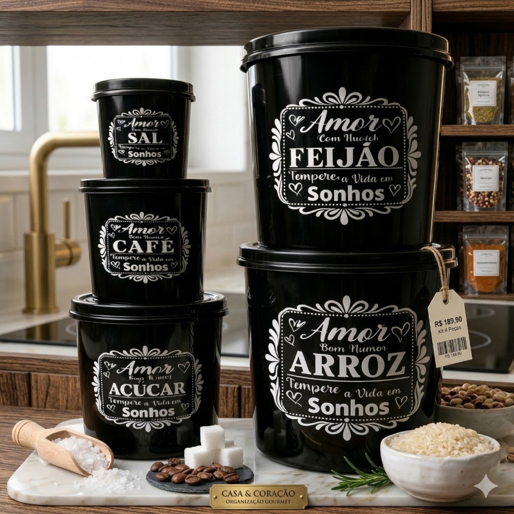 Jogo De Mantimento  De Plástico 5 Peças Redondo 