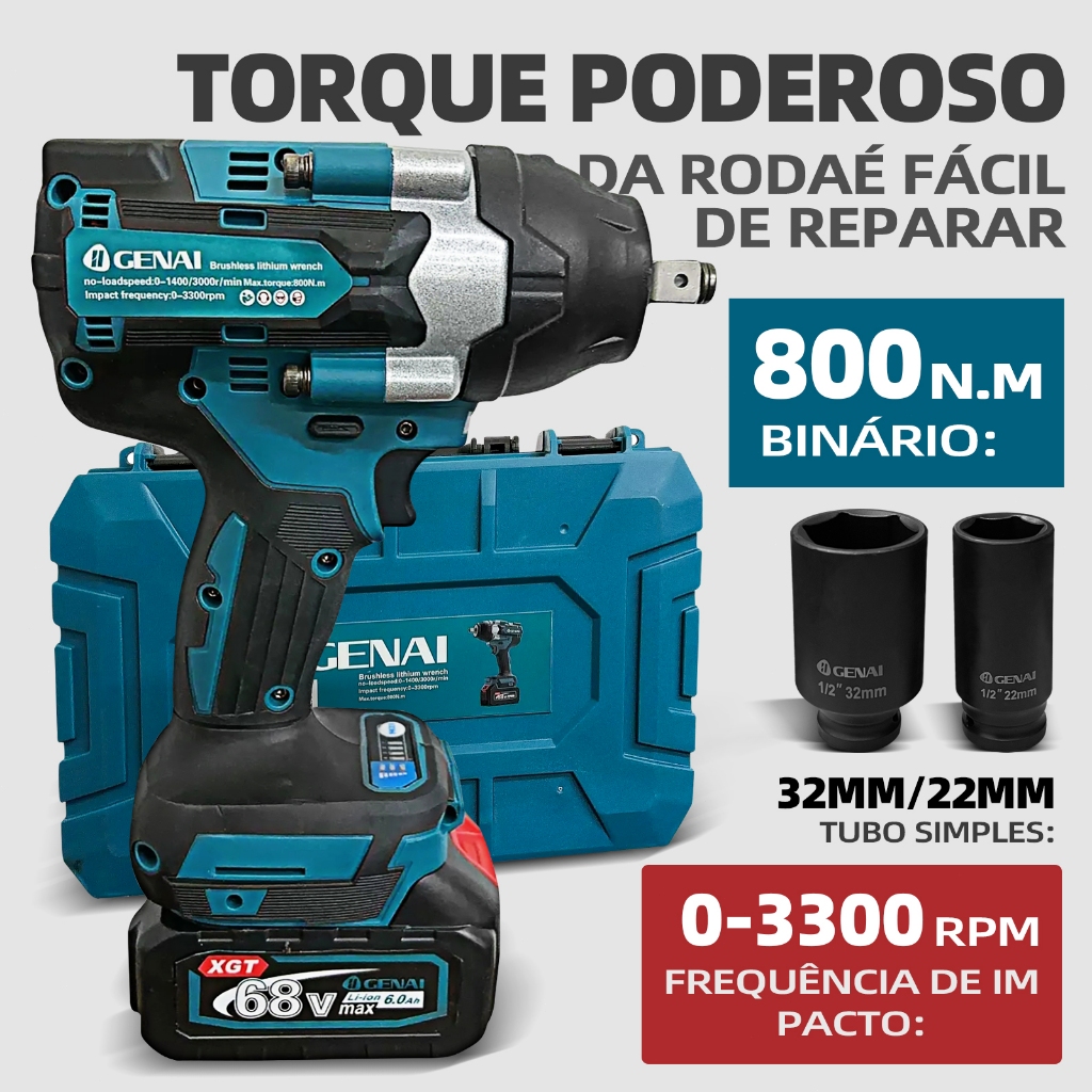 Kit Parafasudeira Chave De Impacto + Furadeira de 