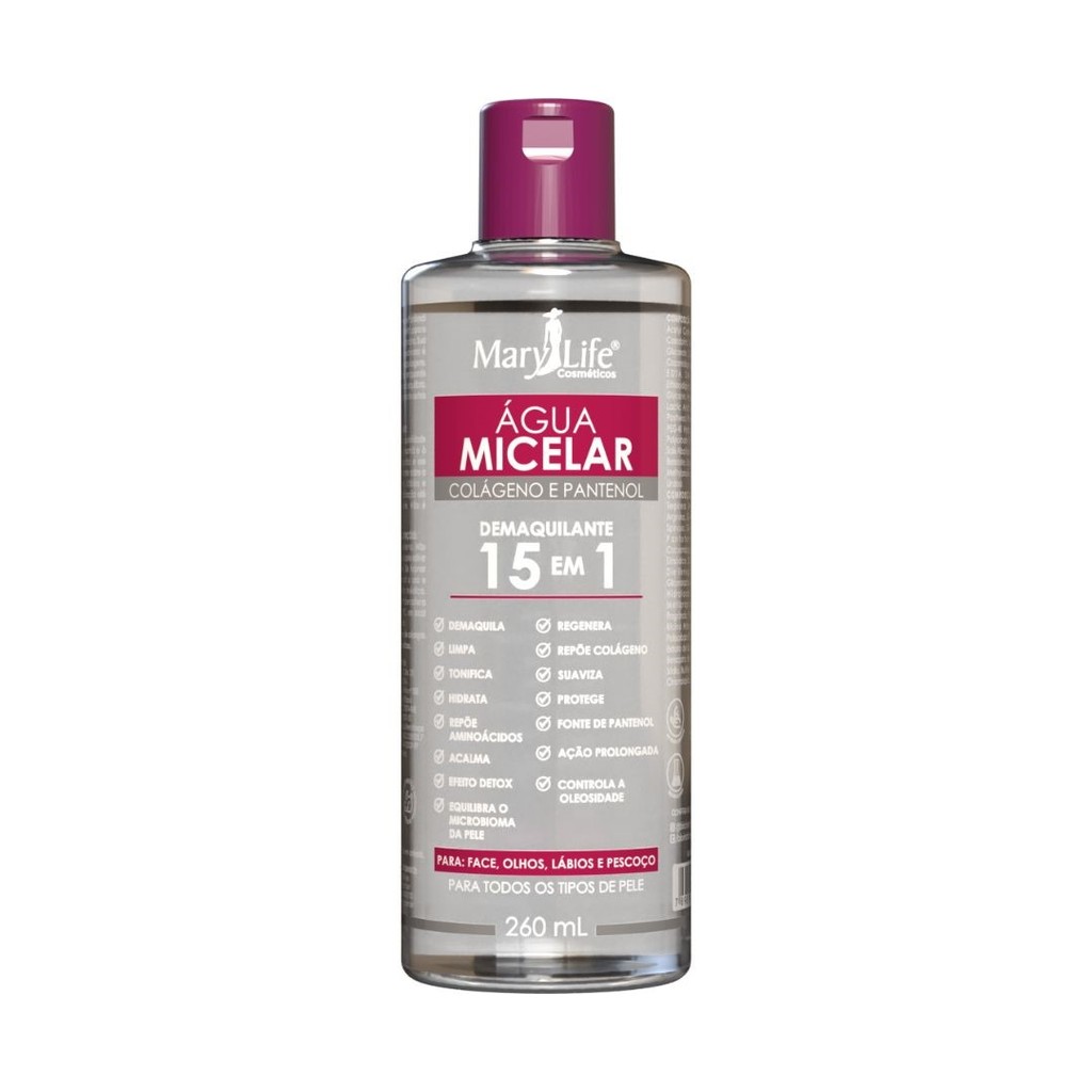 Água Micelar Colágeno e Pantenol Demaquilante 15