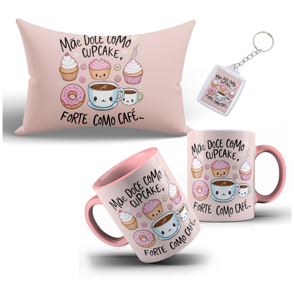 Kit Personalizado Mãe Doce com Caneca, Almofada e