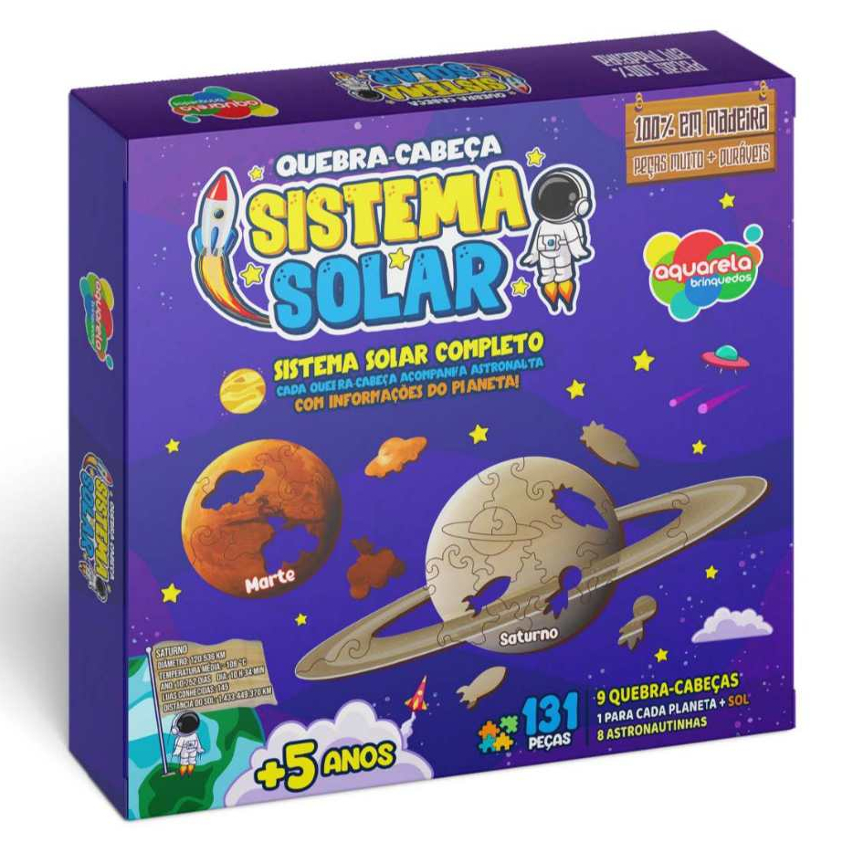 Quebra-Cabeça Sistema Solar em Madeira 132 Pçs 9