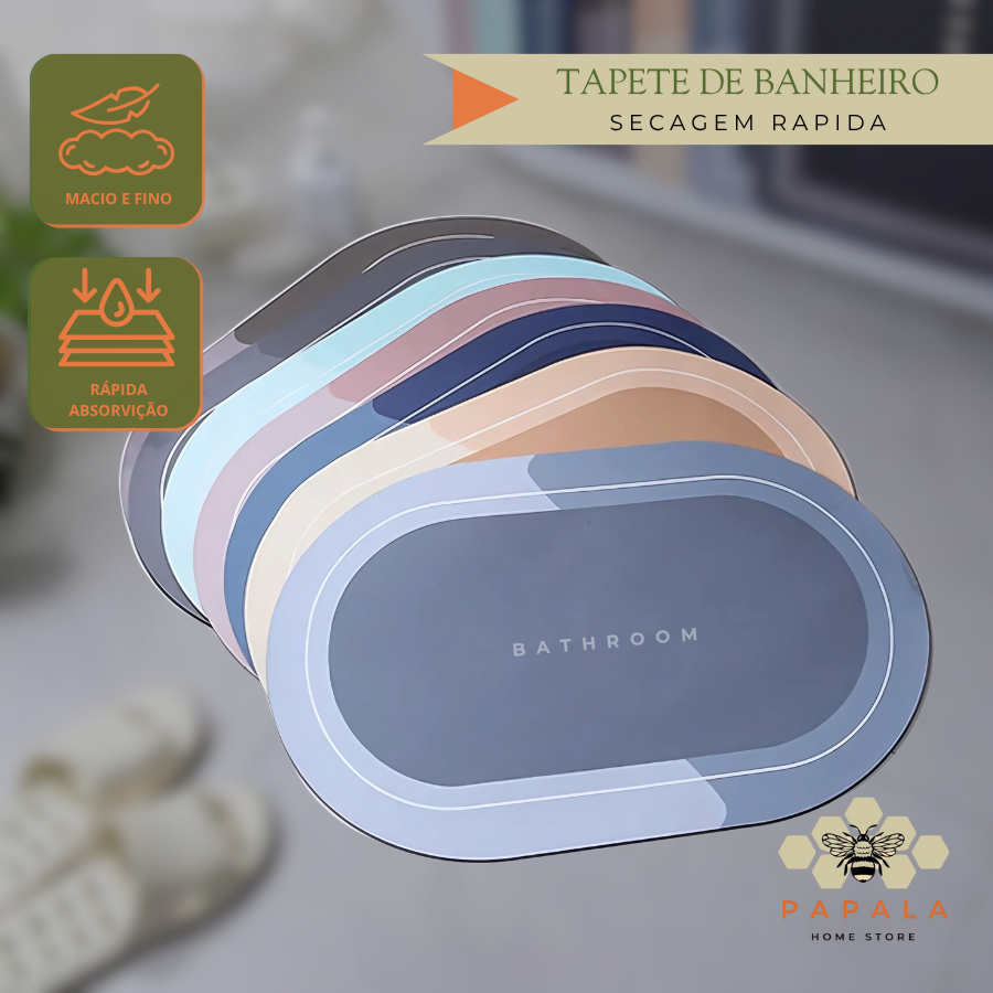 KIT 2 Tapete Banheiro Antiderrapante Secagem Rápi