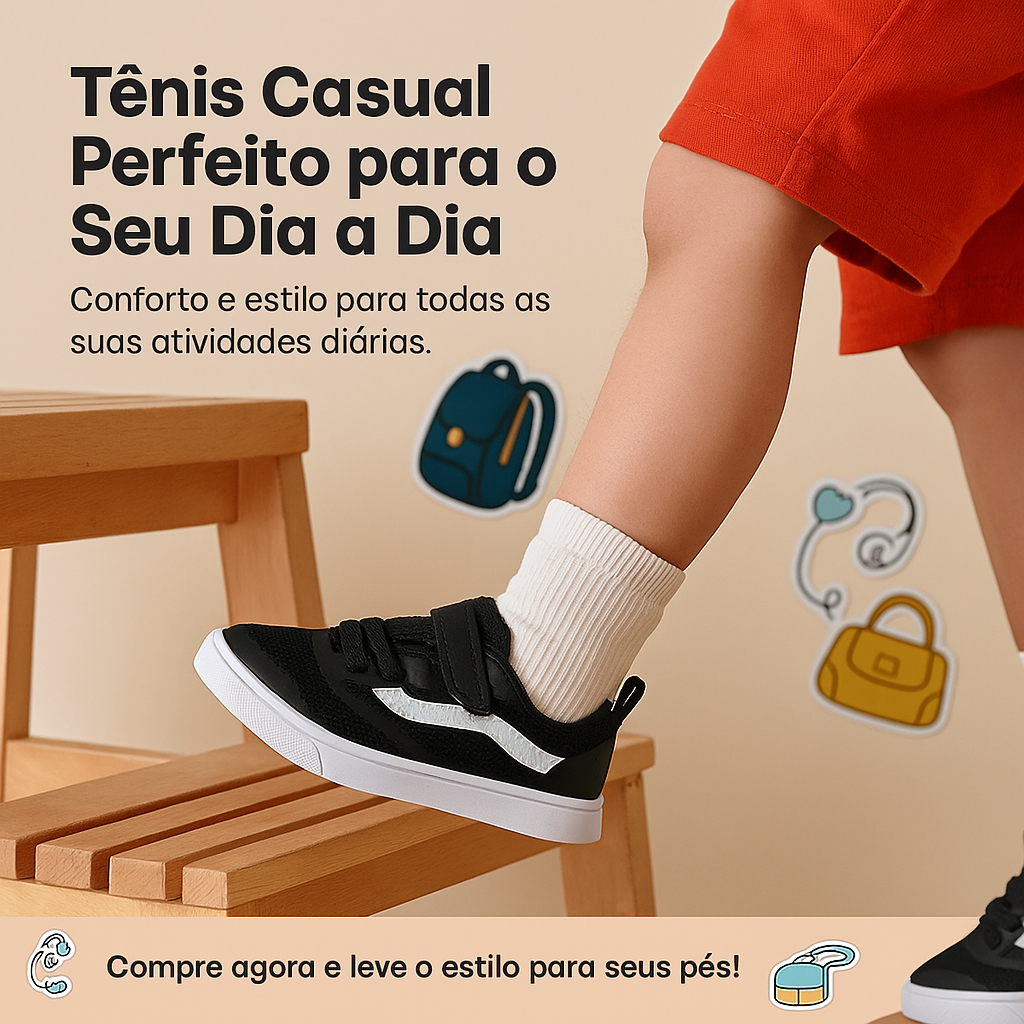 Tênis Escolar Preto Infantil Menino – Perfe