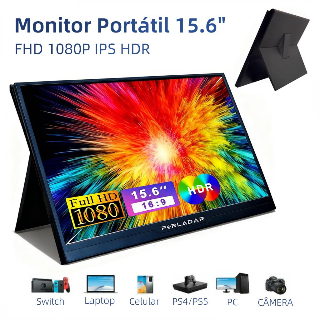 Monitor Portátil 15.6 FHD 1080P IPS com Capa Supo