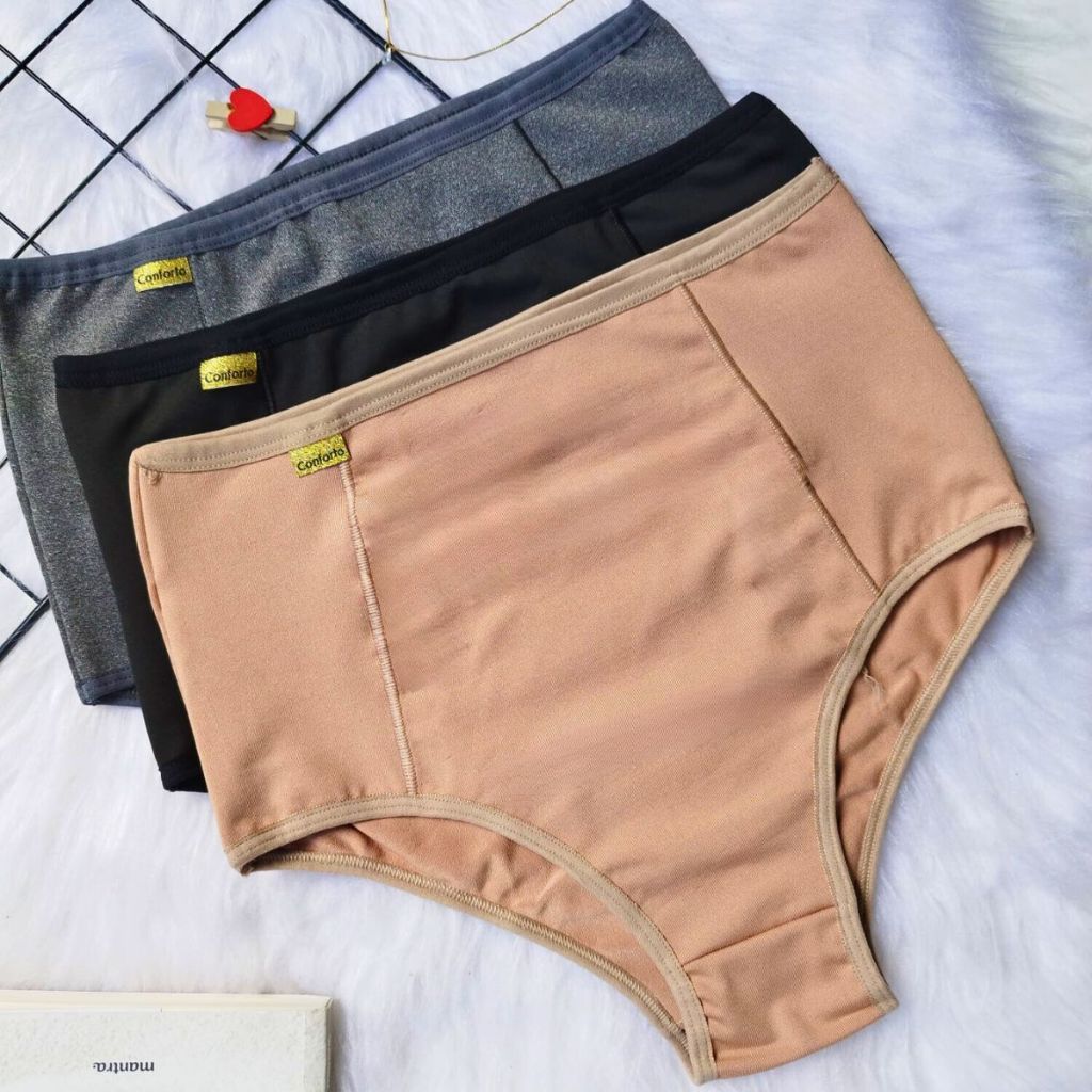 Kit 3 Calcinha Cinta Suplex Cintura Alta Lingerie 