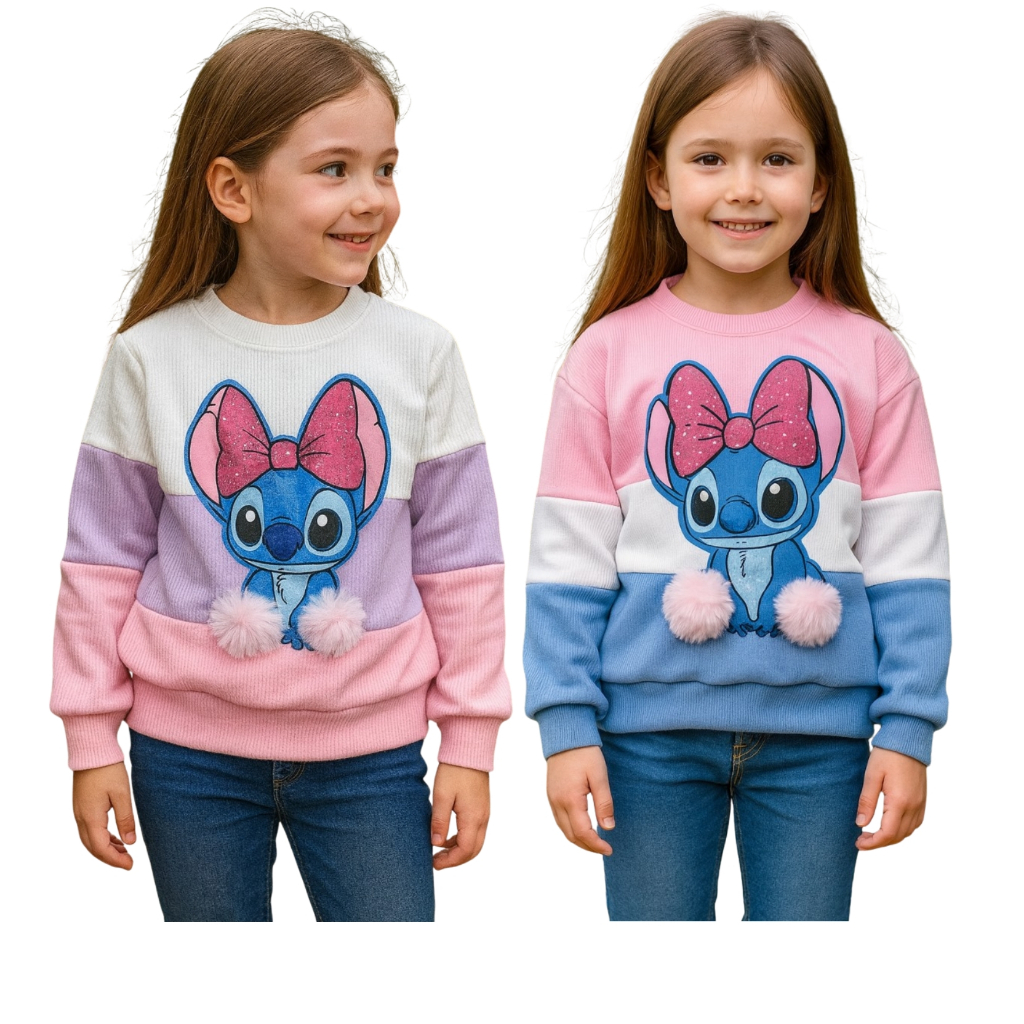 Blusa Infantil de Frio Menina Stitch Moda Blogleir