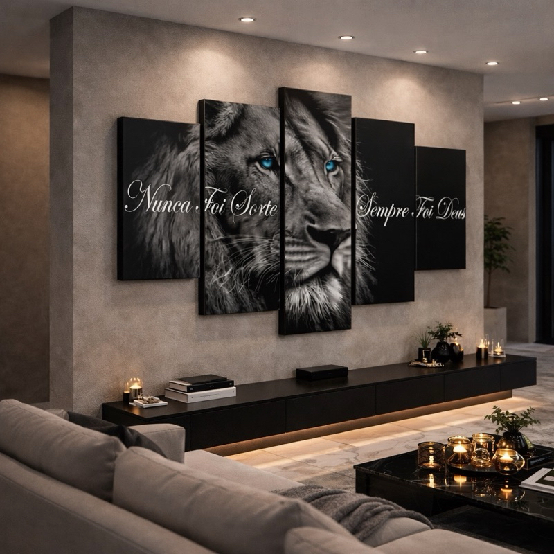 Quadro Decorativo Mosaico Leão de Juda Olho Azul 