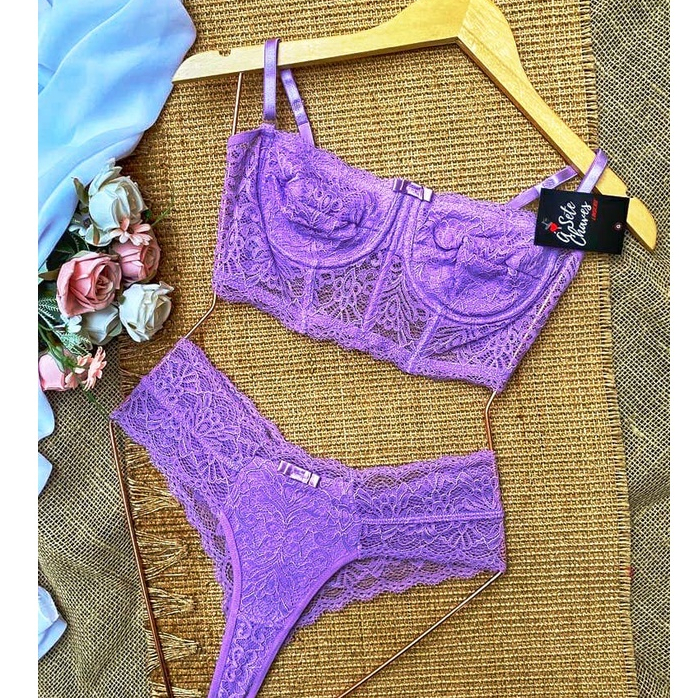 Conjunto Lingerie Sem Bojo, Conjunto Sexy, Calcinh