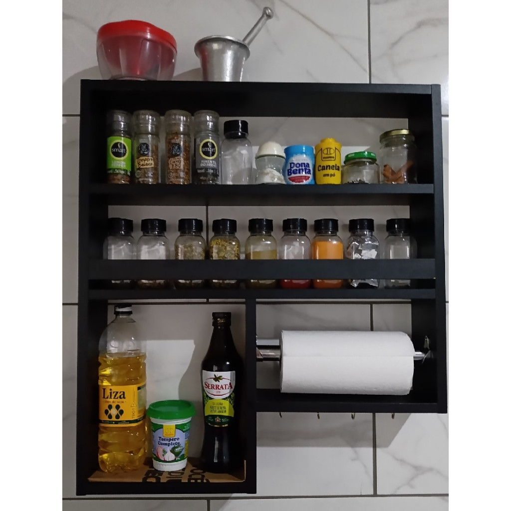 Nicho Porta Tempero com Gancho Para Cozinha Pratel